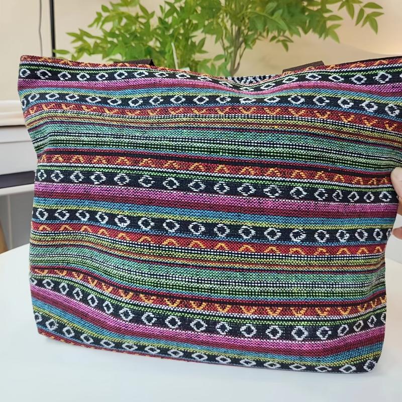 Boho Elephant Jacquard Tote Bag Large Capacity Handbag Women's Shoulder Bag