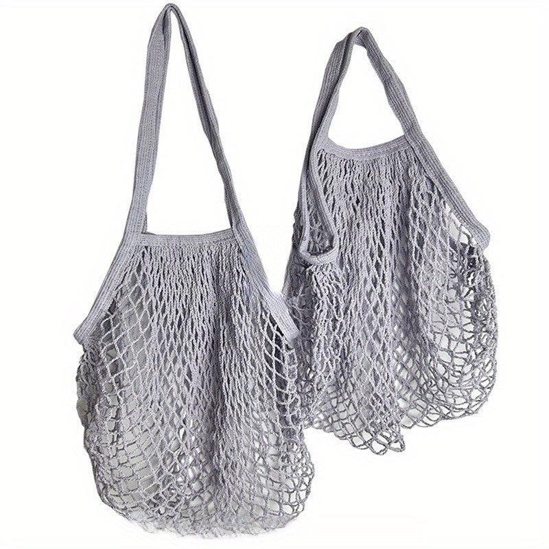 2PCS Net String Shopping Bag Reusable Mesh Tote Storage Pouch Portable