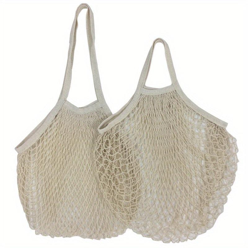 2PCS Net String Shopping Bag Reusable Mesh Tote Storage Pouch Portable