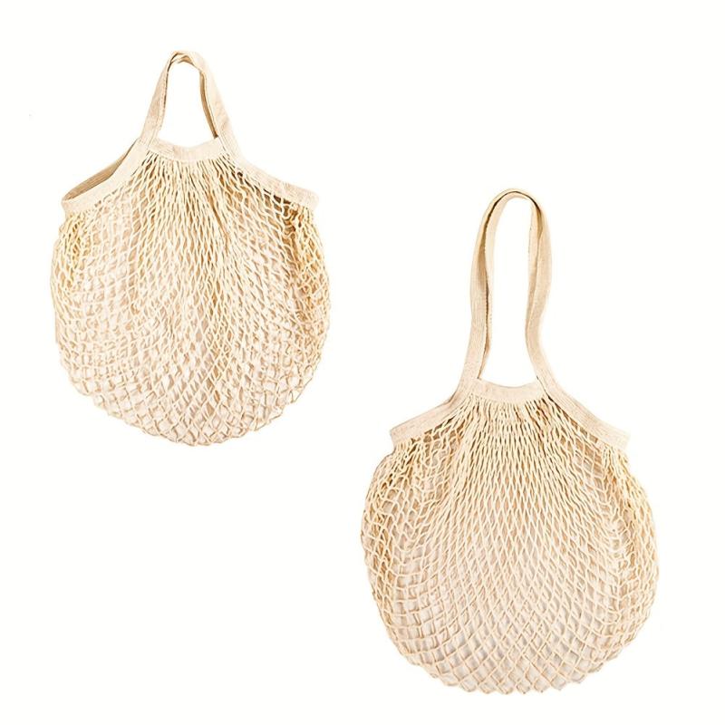 2PCS Net String Shopping Bag Reusable Mesh Tote Storage Pouch Portable