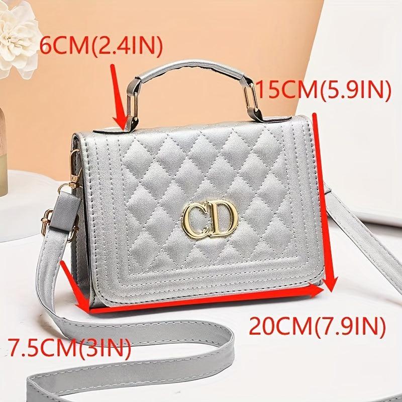 Quilted Flap Shoulder Bag Top Handle Handbag Solid Crossbody Bag