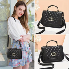 Quilted Flap Shoulder Bag Top Handle Handbag Solid Crossbody Bag