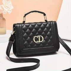 Quilted Flap Shoulder Bag Top Handle Handbag Solid Crossbody Bag