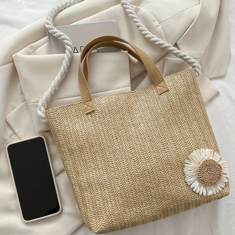Straw Woven Beach Tote Bag Large Capacity Handbag Women's Casual Travel