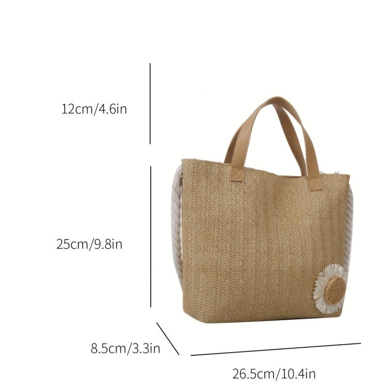 Straw Woven Beach Tote Bag Large Capacity Handbag Women's Casual Travel