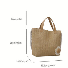 Straw Woven Beach Tote Bag Large Capacity Handbag Women's Casual Travel