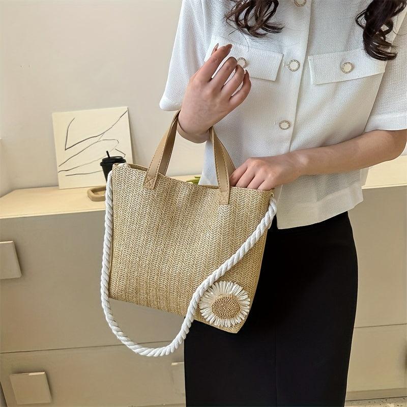 Straw Woven Beach Tote Bag Large Capacity Handbag Women's Casual Travel