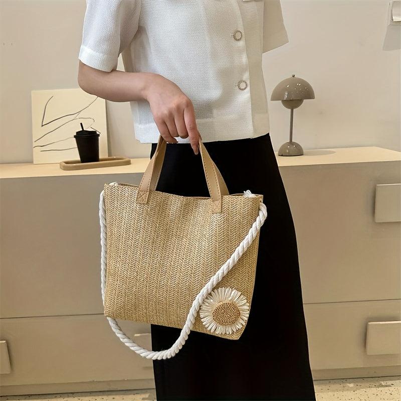 Straw Woven Beach Tote Bag Large Capacity Handbag Women's Casual Travel