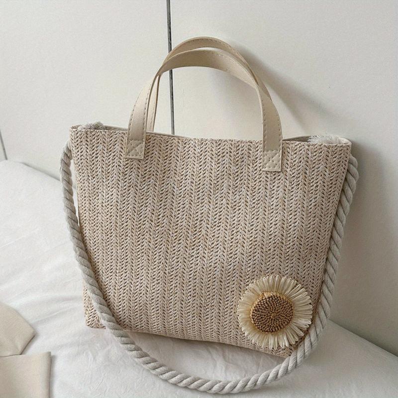 Straw Woven Beach Tote Bag Large Capacity Handbag Women's Casual Travel
