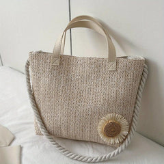 Straw Woven Beach Tote Bag Large Capacity Handbag Women's Casual Travel