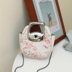 Metal Chain Crossbody Bag PU Leather Textured Bag Purse