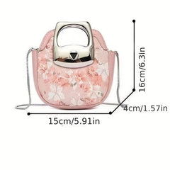 Metal Chain Crossbody Bag PU Leather Textured Bag Purse