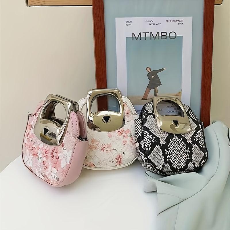 Metal Chain Crossbody Bag PU Leather Textured Bag Purse