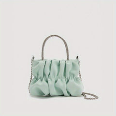 Pleated Metal Chain Crossbody Handbag