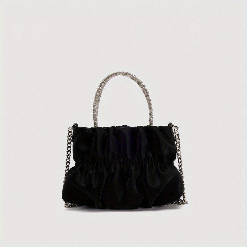 Pleated Metal Chain Crossbody Handbag