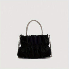 Pleated Metal Chain Crossbody Handbag
