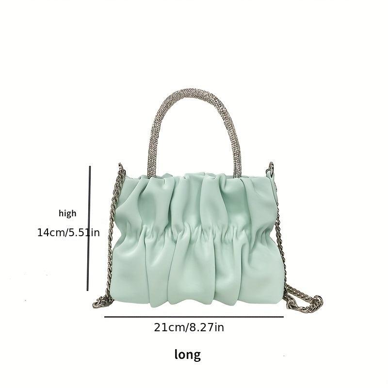 Pleated Metal Chain Crossbody Handbag