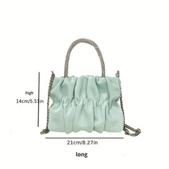 Pleated Metal Chain Crossbody Handbag