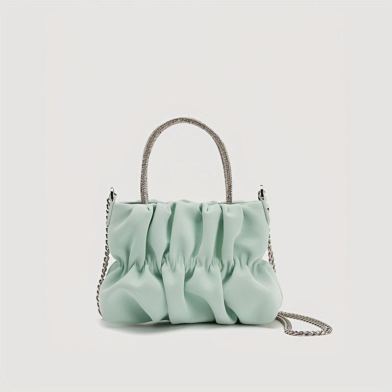 Pleated Metal Chain Crossbody Handbag