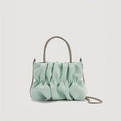 Pleated Metal Chain Crossbody Handbag