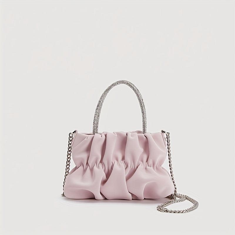 Pleated Metal Chain Crossbody Handbag