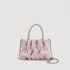Pleated Metal Chain Crossbody Handbag