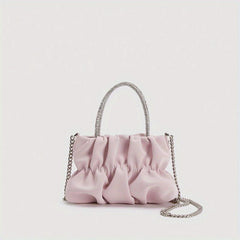 Pleated Metal Chain Crossbody Handbag