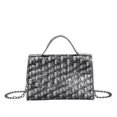 Punk Skull Embossed Handbag Goth Chain Crossbody Bag