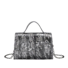 Punk Skull Embossed Handbag Goth Chain Crossbody Bag