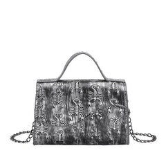 Punk Skull Embossed Handbag Goth Chain Crossbody Bag