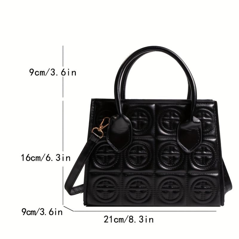 Embossed PU Leather Crossbody Bag Top Handle Textured Shoulder Bag