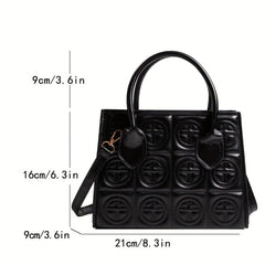 Embossed PU Leather Crossbody Bag Top Handle Textured Shoulder Bag