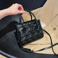 Embossed PU Leather Crossbody Bag Top Handle Textured Shoulder Bag