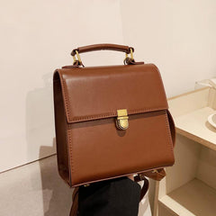 Retro Style Mini Flap Backpack Purse Top Handle School Bag