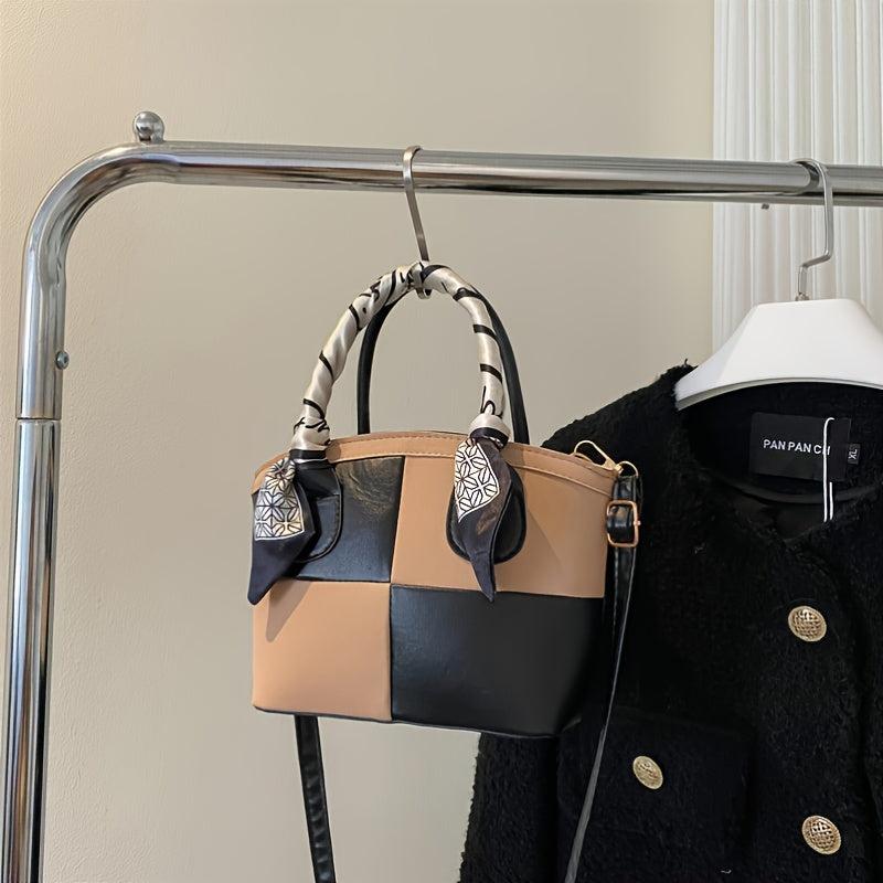 Colorblock Handbag Small Shoulder Bag For Women PU Leather Crossbody Bag