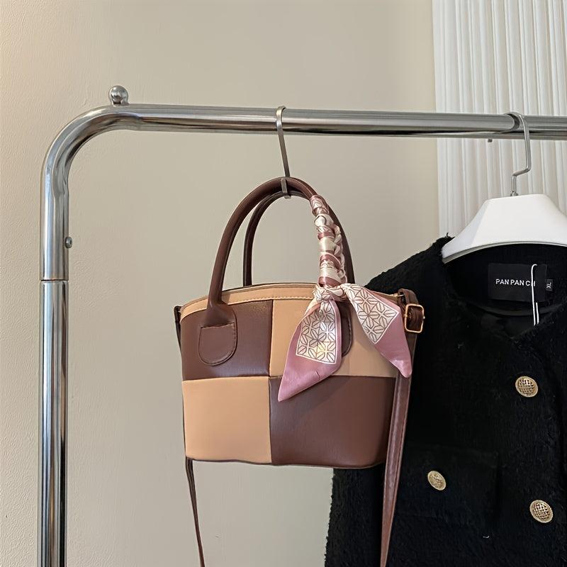 Colorblock Handbag Small Shoulder Bag For Women PU Leather Crossbody Bag