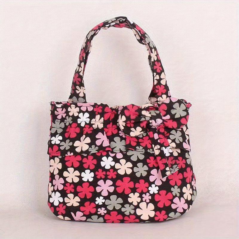 Mini Zipper Canvas Tote Bag Lightweight Shoulder Bag Casual Commuter Bag