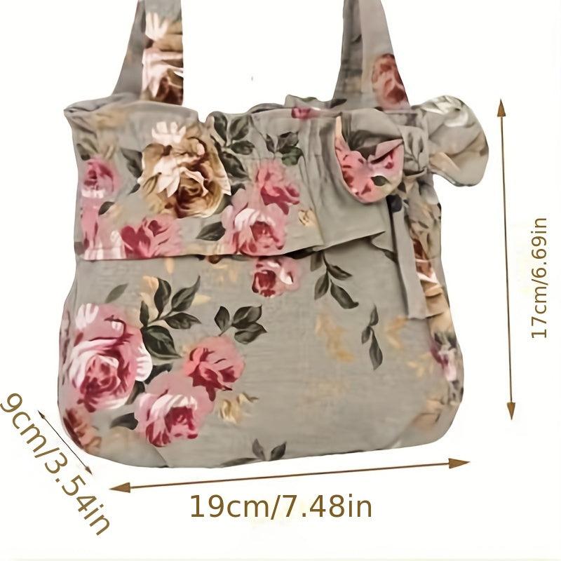 Mini Zipper Canvas Tote Bag Lightweight Shoulder Bag Casual Commuter Bag