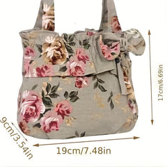 Mini Zipper Canvas Tote Bag Lightweight Shoulder Bag Casual Commuter Bag