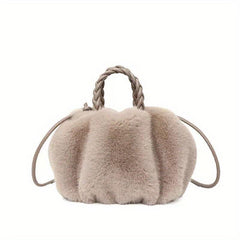 Plush Pleated Handbag Faux Fur Ruched Crossbody Bag