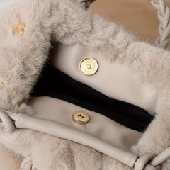 Plush Pleated Handbag Faux Fur Ruched Crossbody Bag