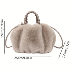 Plush Pleated Handbag Faux Fur Ruched Crossbody Bag
