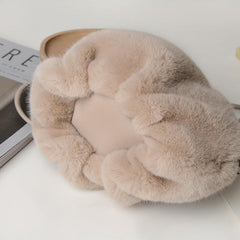 Plush Pleated Handbag Faux Fur Ruched Crossbody Bag