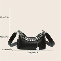Y2K Chain Baguette Bag Crocodile Embossed Handbag Women's Small Crossbody Purse