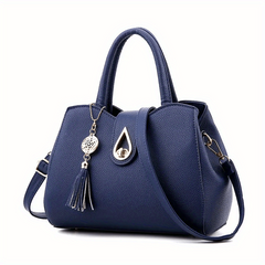 Stylish Zipper Shoulder Bag with Tassel Pendant