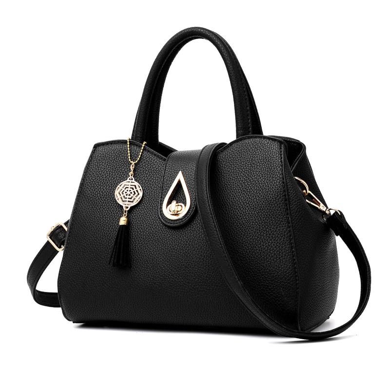 Stylish Zipper Shoulder Bag with Tassel Pendant