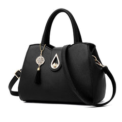 Stylish Zipper Shoulder Bag with Tassel Pendant