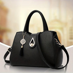 Stylish Zipper Shoulder Bag with Tassel Pendant