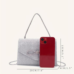 Rhinestone Evening Bag With Bow Formal Purse & Handbag