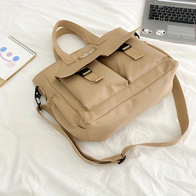Casual Solid Canvas Shoulder Bag All Match Storage Handbag Versatile Bag